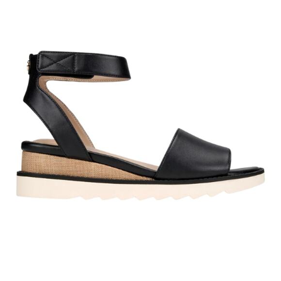 Giani Bernini Constancia Memory Foam Ankle Strap Wedge Sandals Black Size 11 - Picture 2 of 5